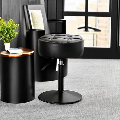 Adjustable Vanity Stool Faux Leather Black | Home & Living