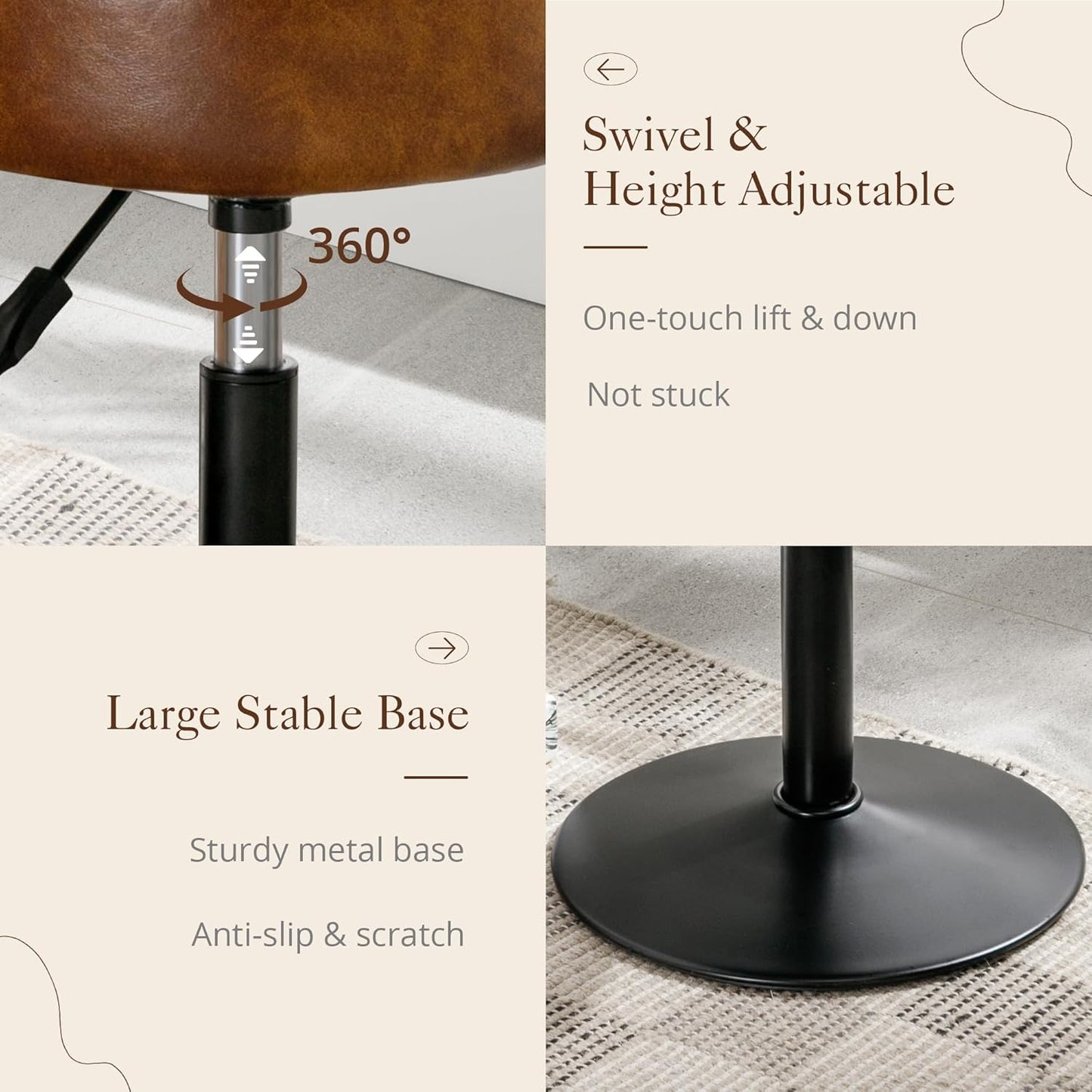 Adjustable Vanity Stool Faux Leather Swivel | Home & Living