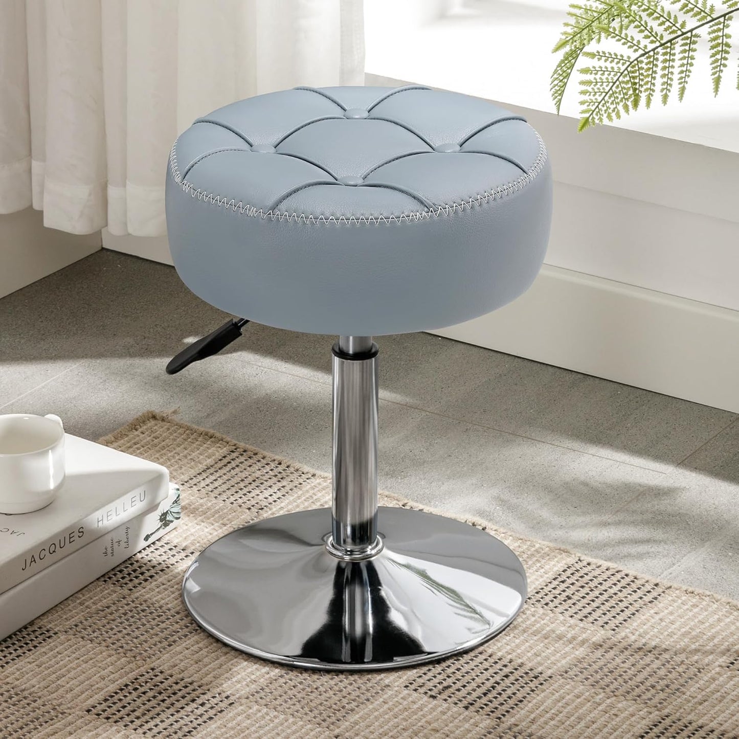 Adjustable Vanity Stool Faux Leather Swivel Chair | Home & Living