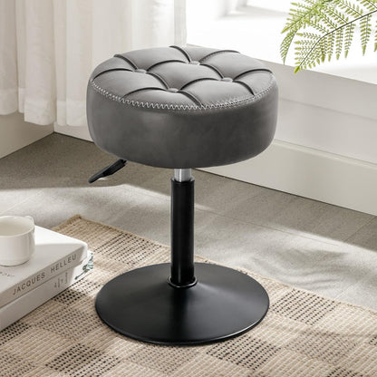 Adjustable Vanity Stool 360 Swivel Gray Faux Leather | Home & Living