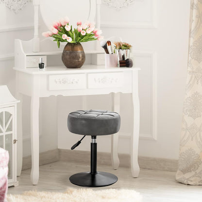 Adjustable Vanity Stool 360 Swivel Gray Faux Leather | Home & Living