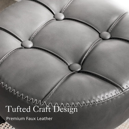 Adjustable Vanity Stool 360 Swivel Gray Faux Leather | Home & Living