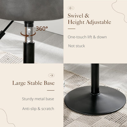 Adjustable Vanity Stool 360 Swivel Gray Faux Leather | Home & Living
