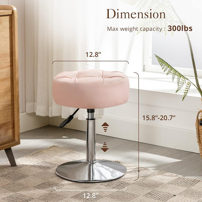 Pink Vanity Stool Adjustable Swivel Chair | Home & Living