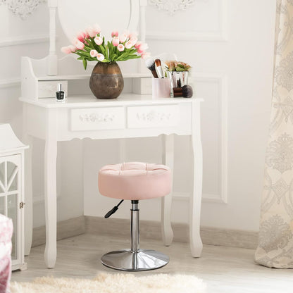Pink Vanity Stool Adjustable Swivel Chair | Home & Living