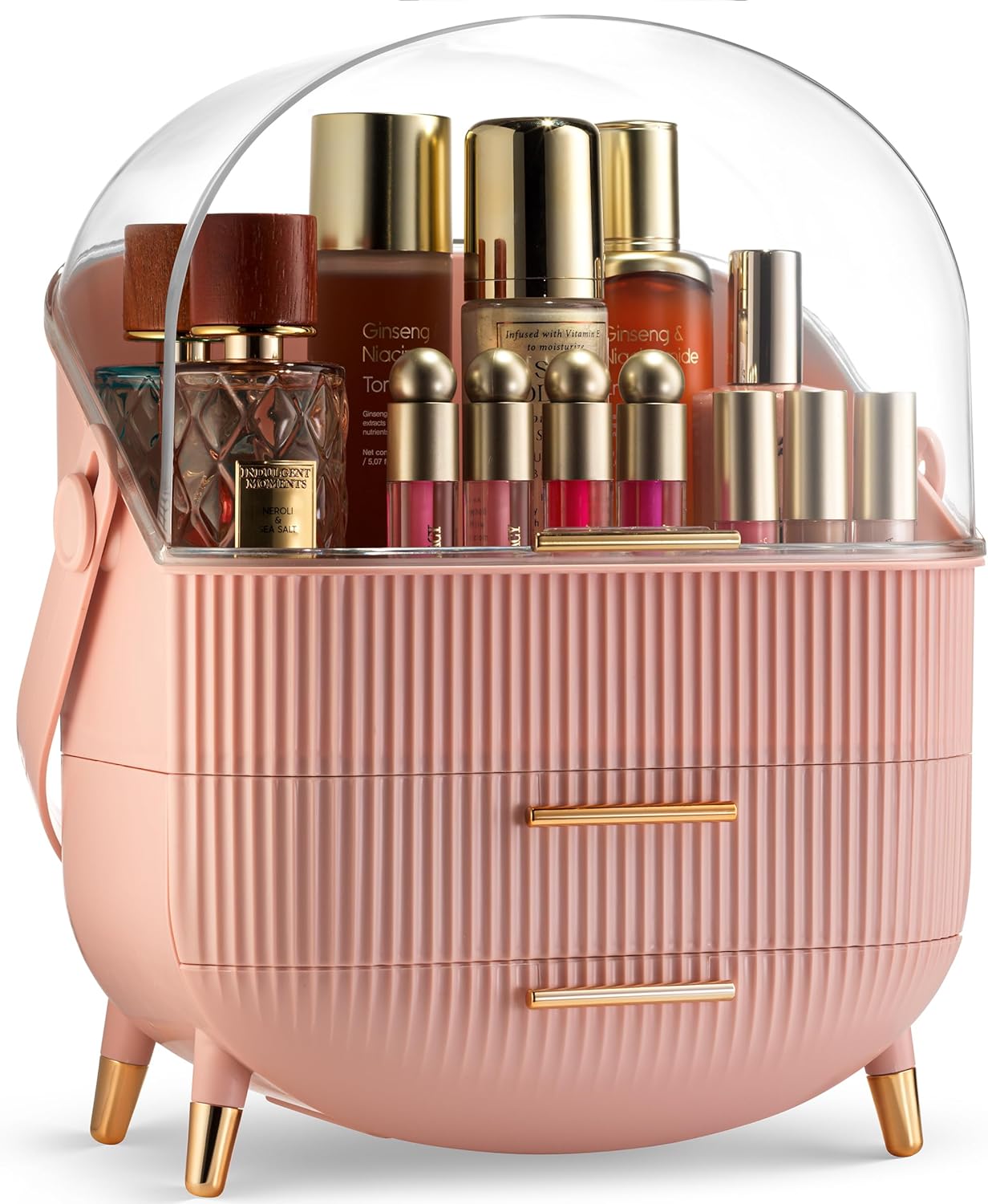 Pink Oval Makeup Organiser Clear Lid Drawers | Home & Living