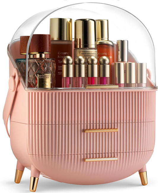 Pink Oval Makeup Organiser Clear Lid Drawers | Home & Living
