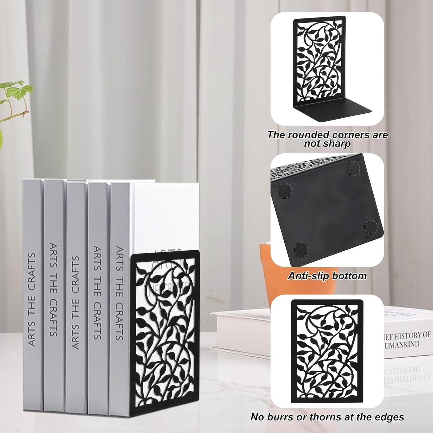 Metal Bookends Black Decorative