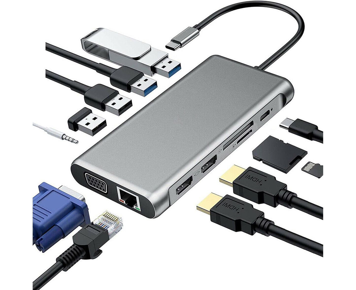 12-in-1 USB-C Hub Dual HDMI Docking Station | Home & Living
