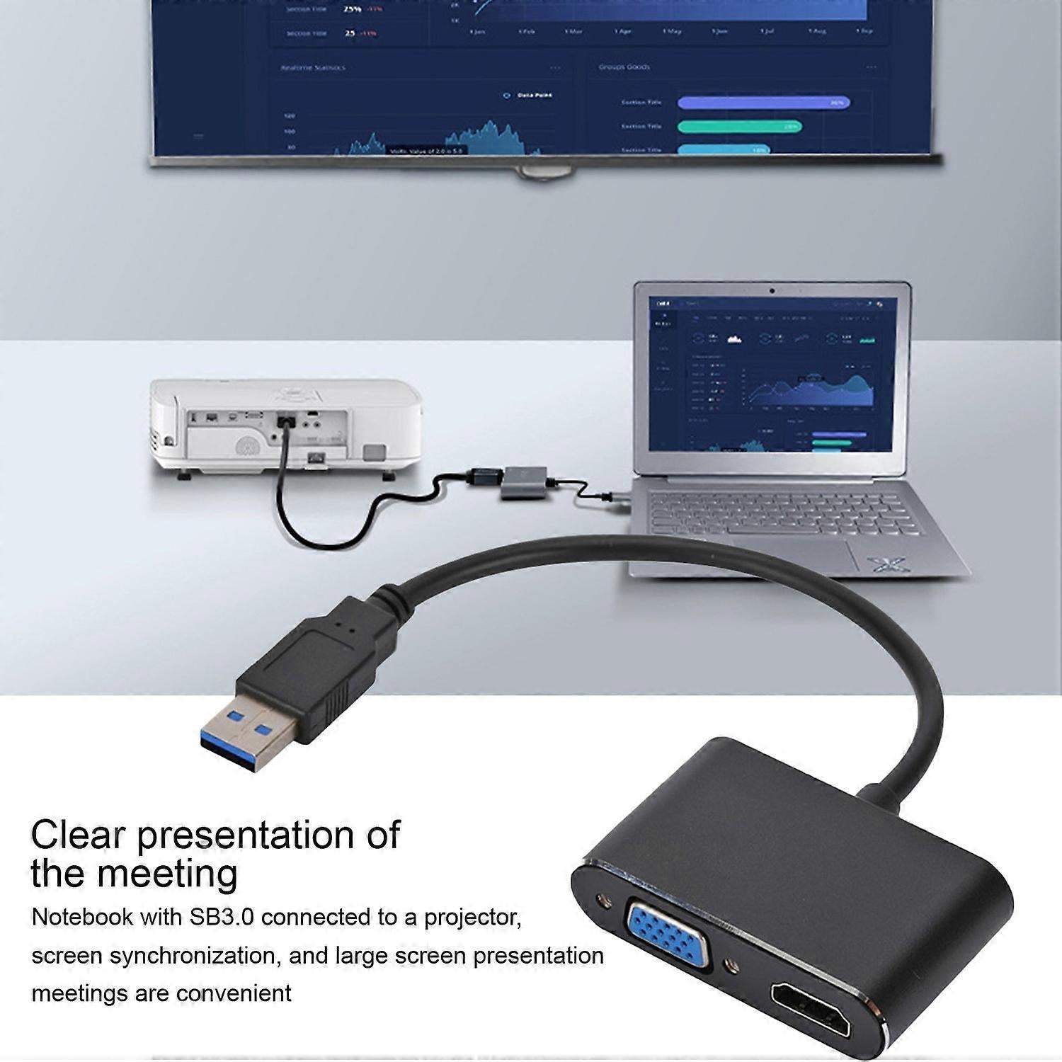 USB-C to HDMI VGA Dual Monitor Adapter | HomeAndLiving