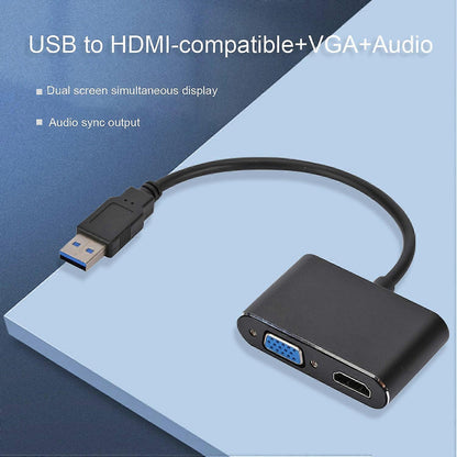 USB-C to HDMI VGA Dual Monitor Adapter | HomeAndLiving