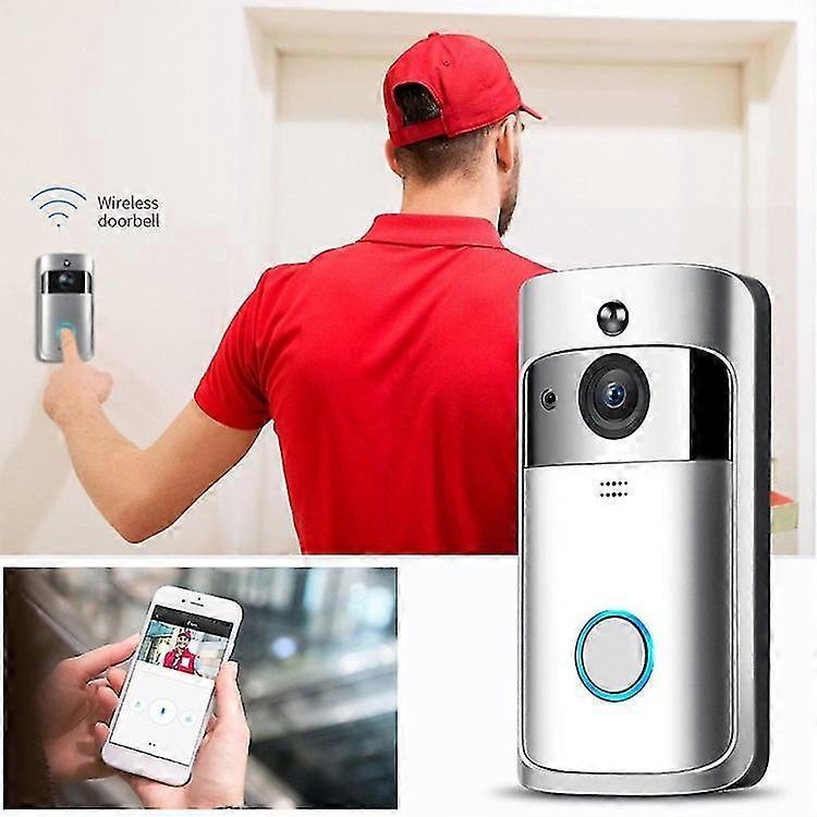 Wireless Video Doorbell Camera Wi-Fi Silver | Home & Living