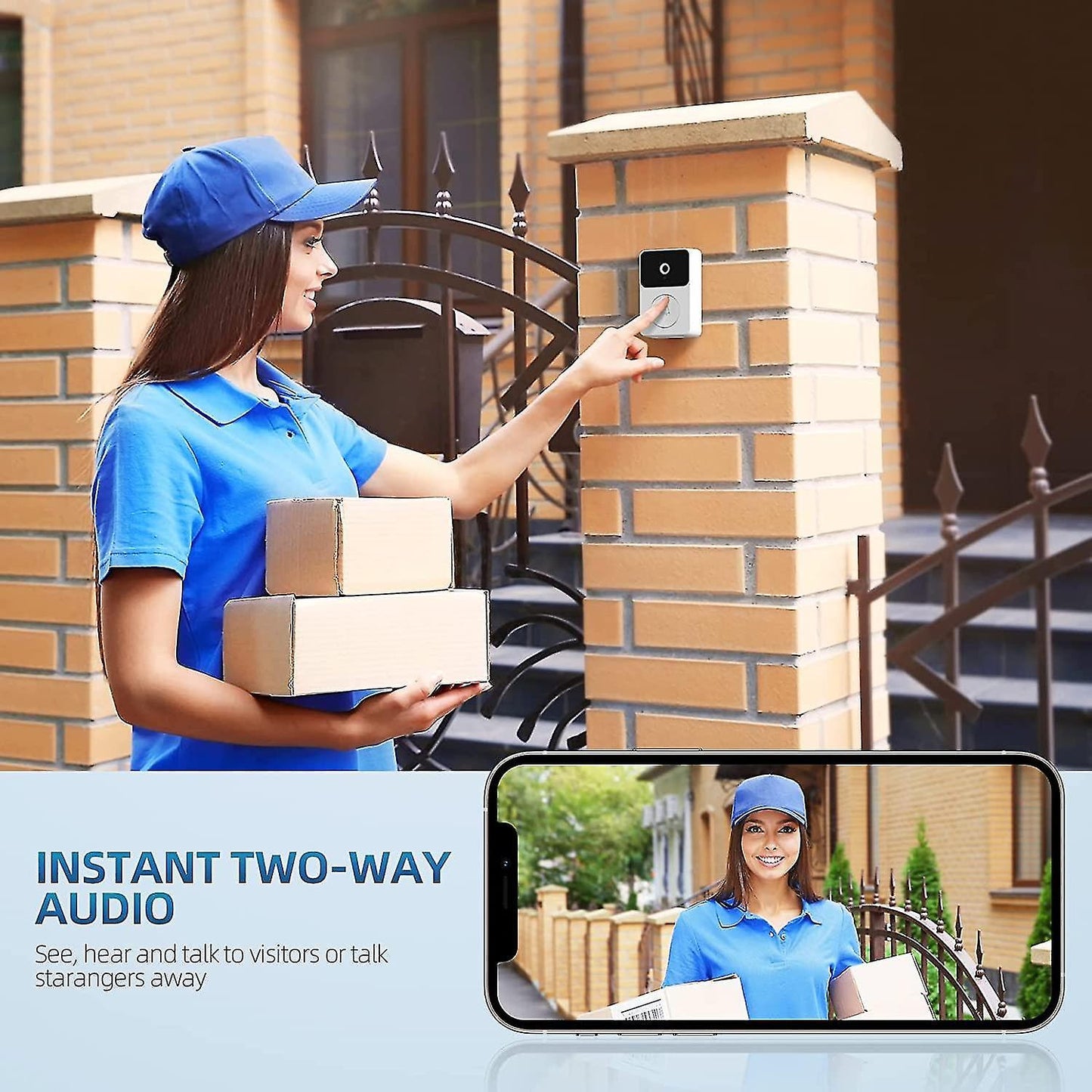 Wireless Video Doorbell Camera Chime 2.4GHz | Home & Living