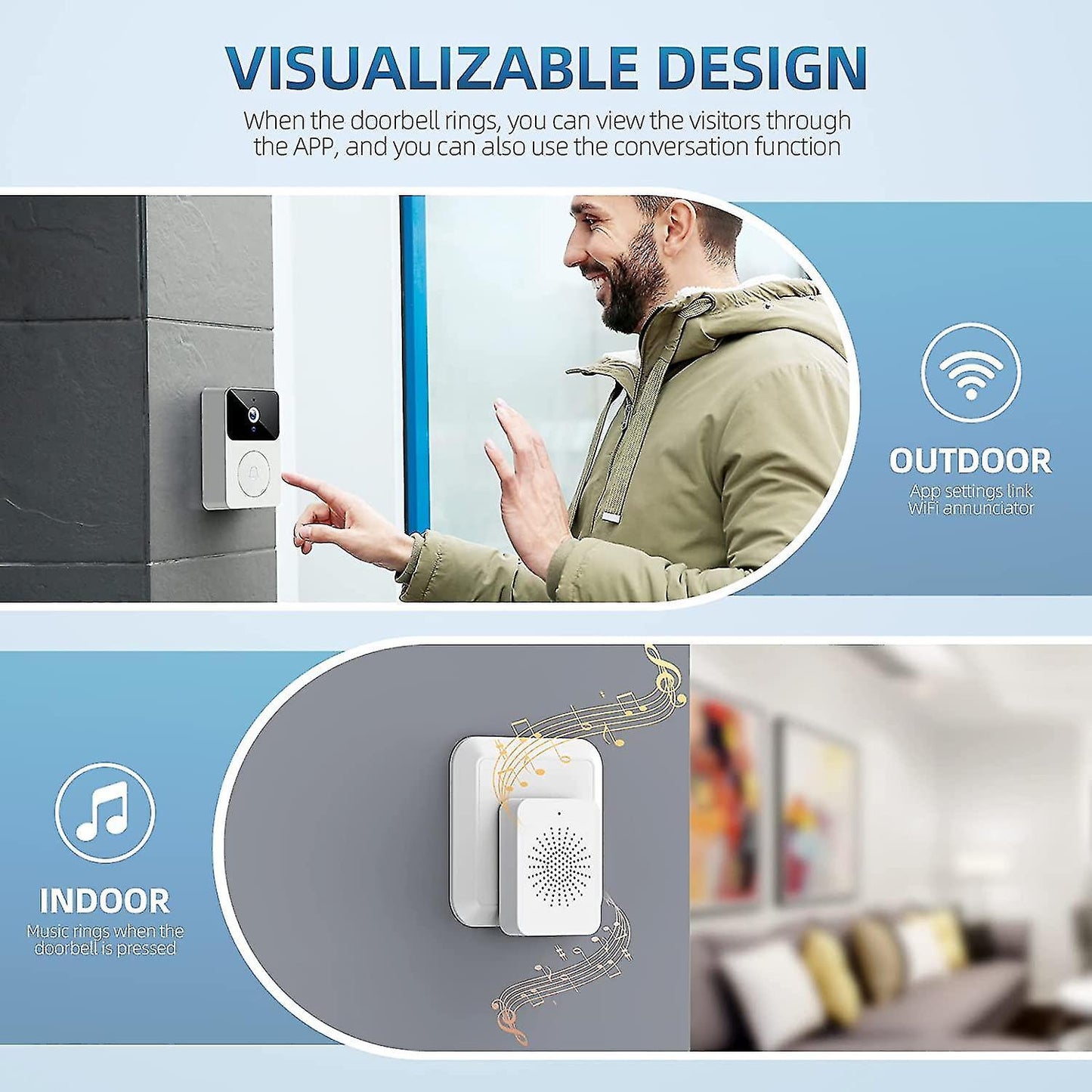 Wireless Video Doorbell Camera Chime 2.4GHz | Home & Living