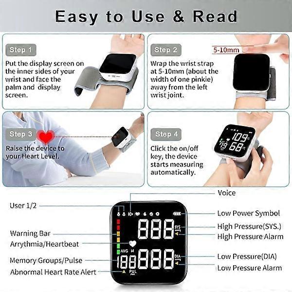 Wrist Blood Pressure Monitor LED Screen | Home & Living