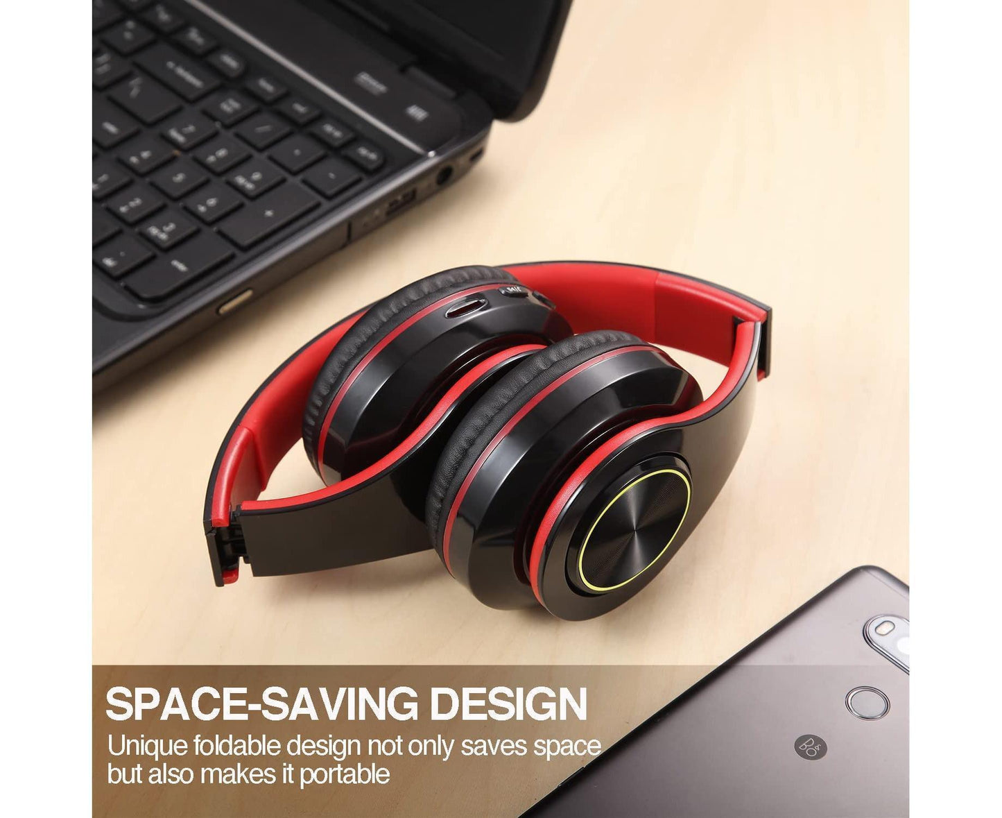 Bluetooth Over-Ear Headphones Stereo Bass Built-in Mic | Home & Living