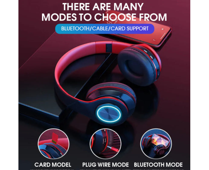 Bluetooth Over-Ear Headphones Stereo Bass Built-in Mic | Home & Living