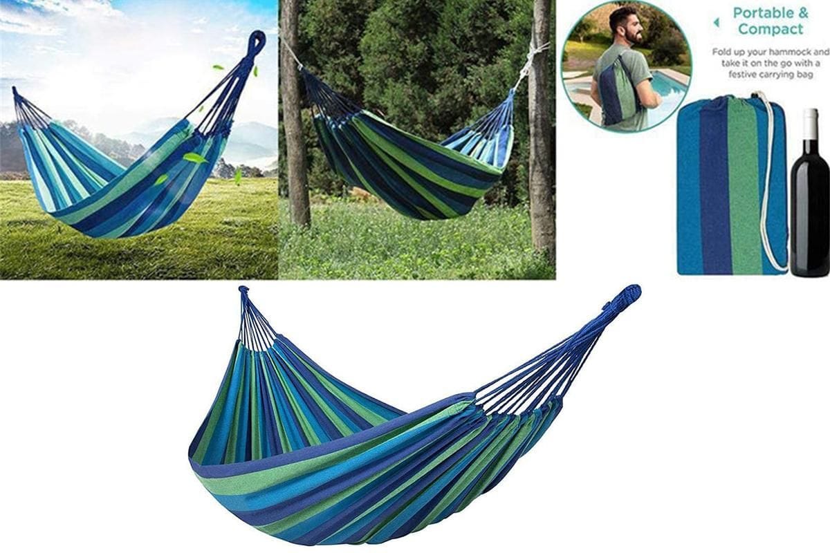 Hanging Hammock Striped Canvas Seat
