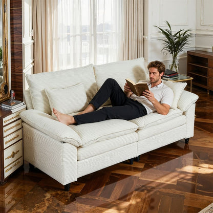 Two Seater Sofa White Wood