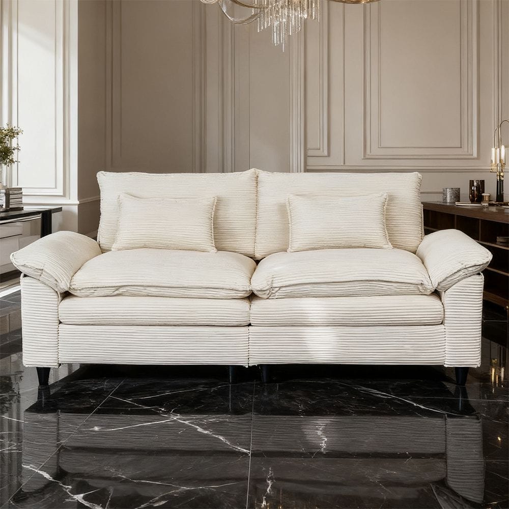 Two Seater Sofa White Wood
