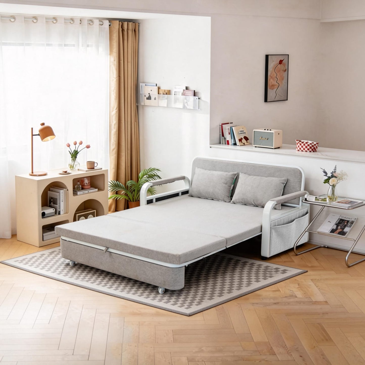 2 In 1 sofa bed, side view