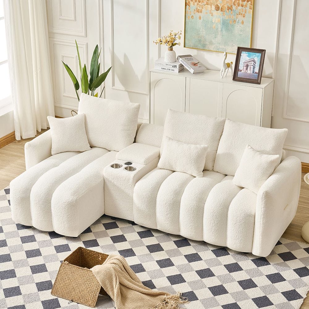 Corner Sofa Teddy Fabric Black