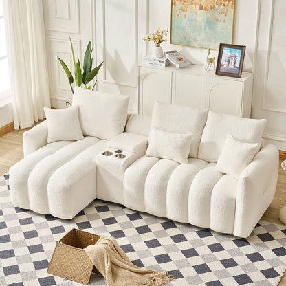 Corner Sofa Teddy Fabric Black