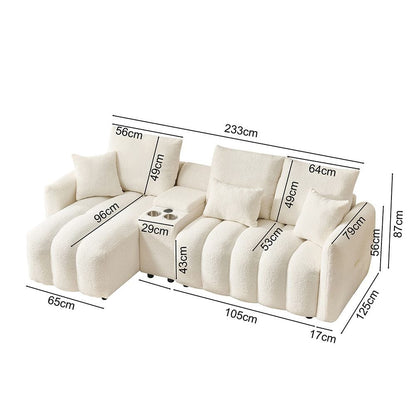 Corner Sofa Teddy Fabric Black