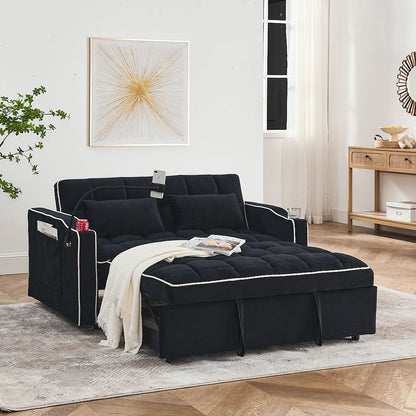 Double Velvet Sofa Bed Black