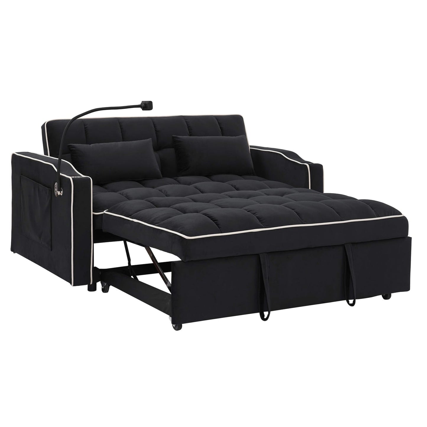 Double Velvet Sofa Bed Black
