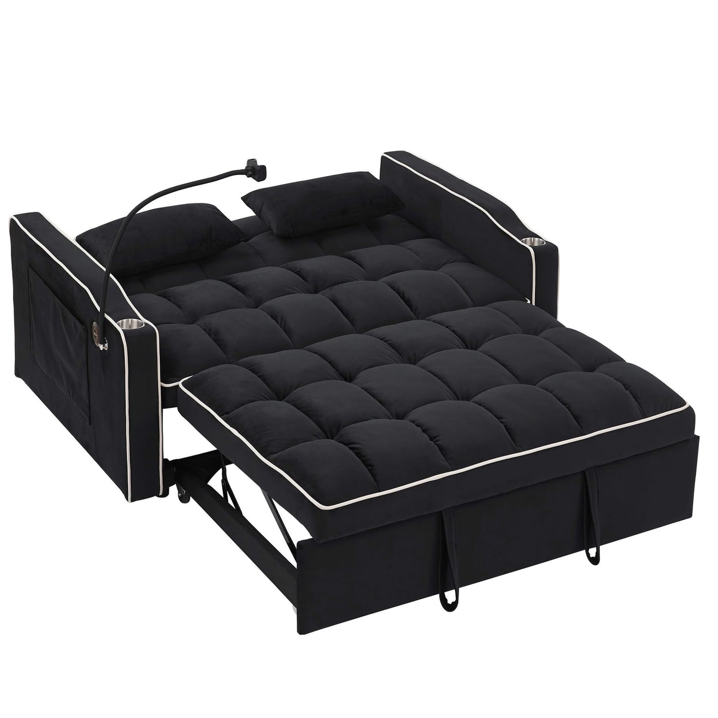Double Velvet Sofa Bed Black