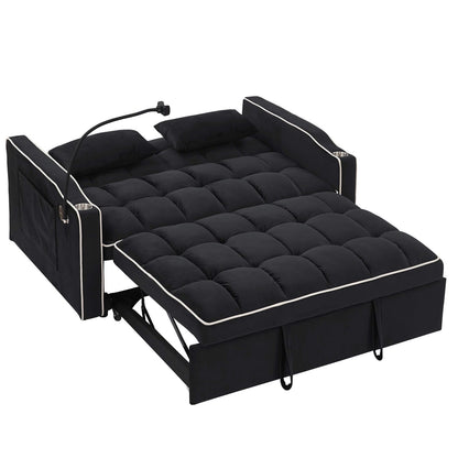 Double Velvet Sofa Bed Black