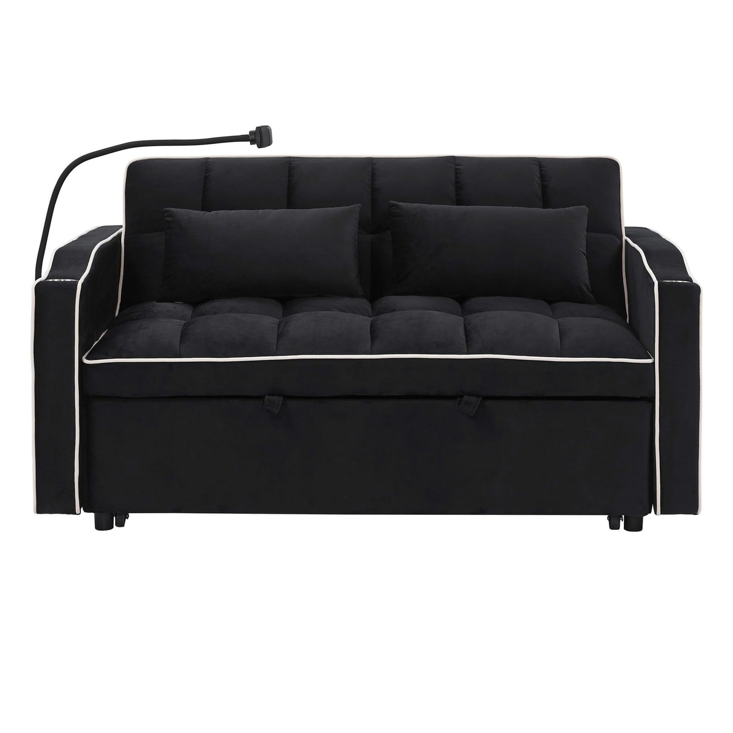 Double Velvet Sofa Bed Black