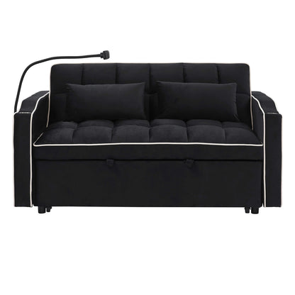 Double Velvet Sofa Bed Black