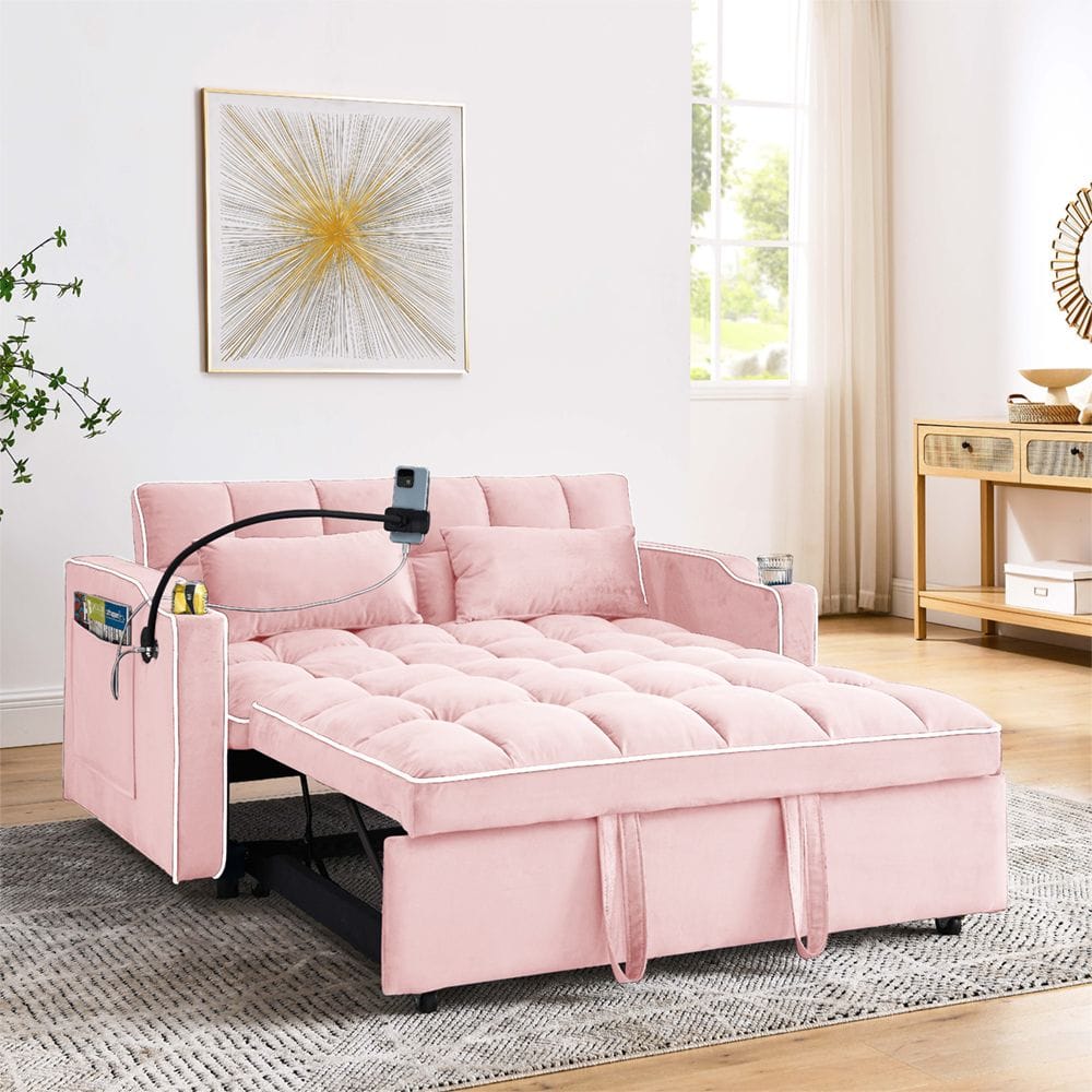 Double Velvet Sofa Bed Black