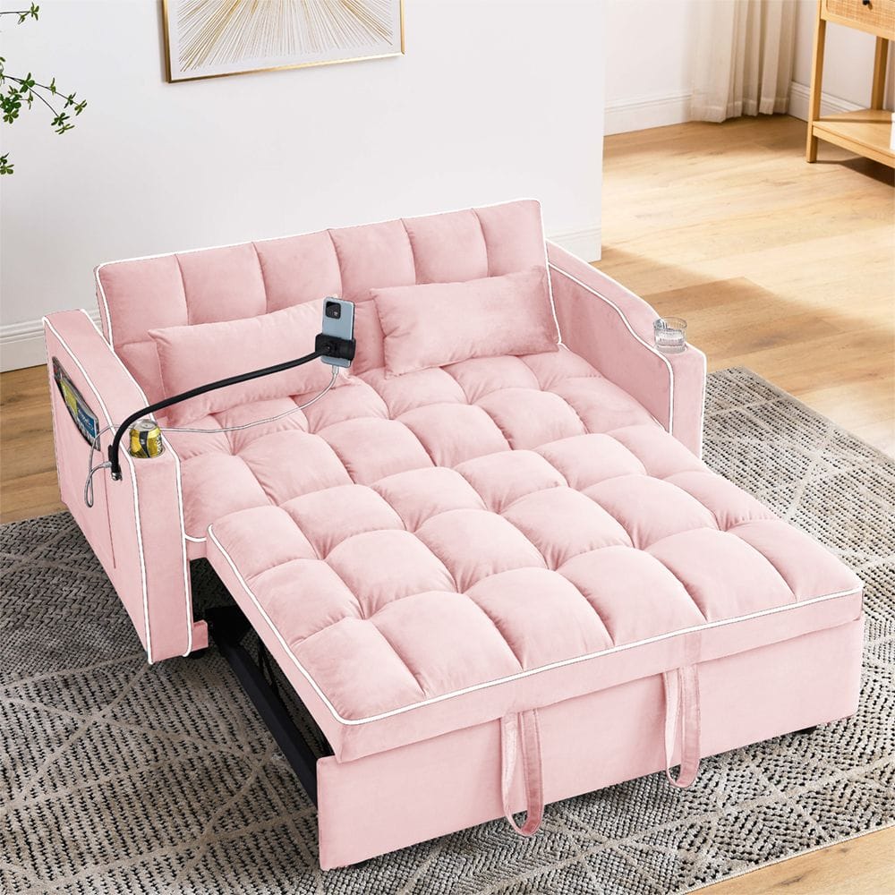 Double Velvet Sofa Bed Black