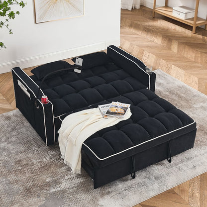 Double Velvet Sofa Bed Black