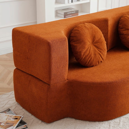 Folding Sofa Bed Orange Velvet