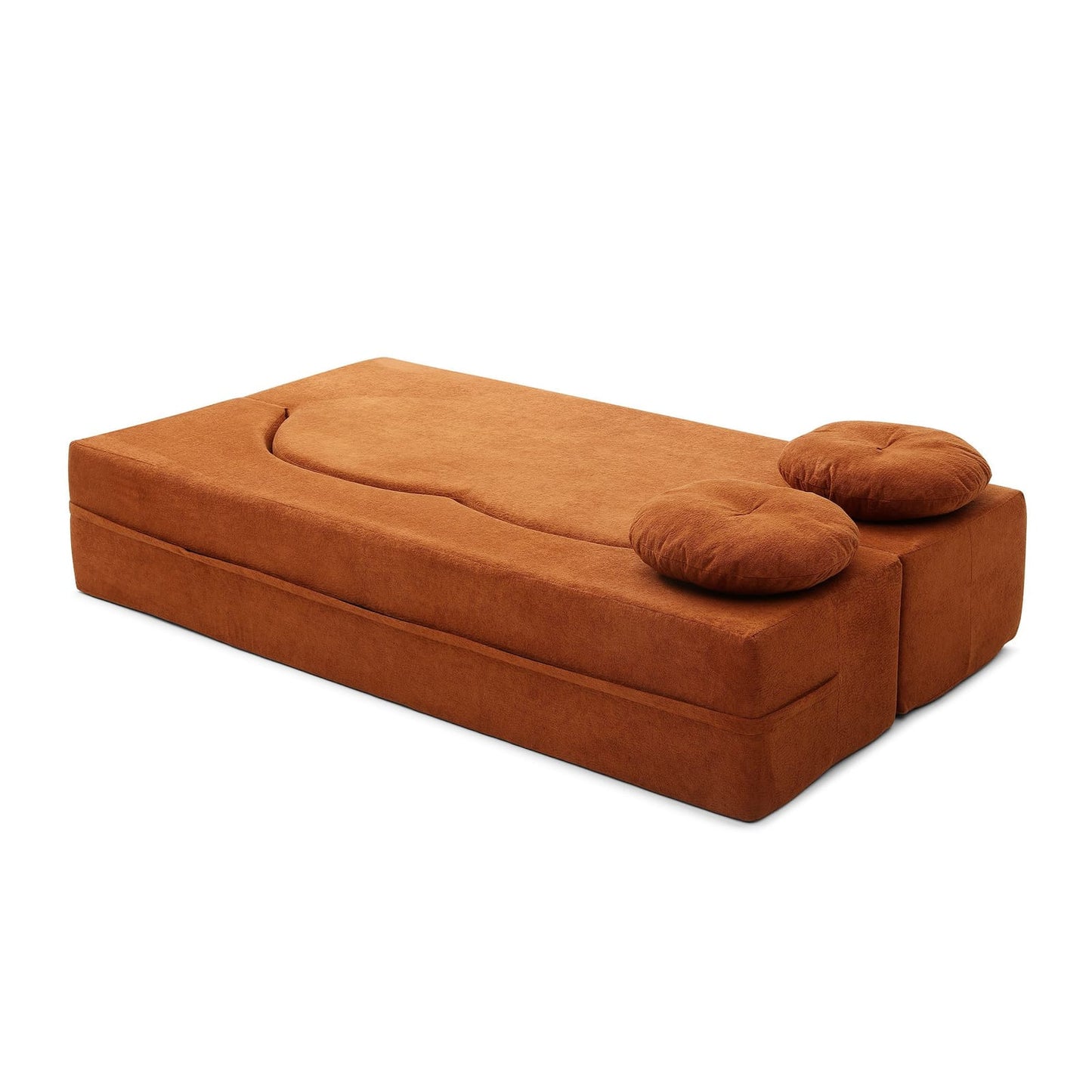 Folding Sofa Bed Orange Velvet