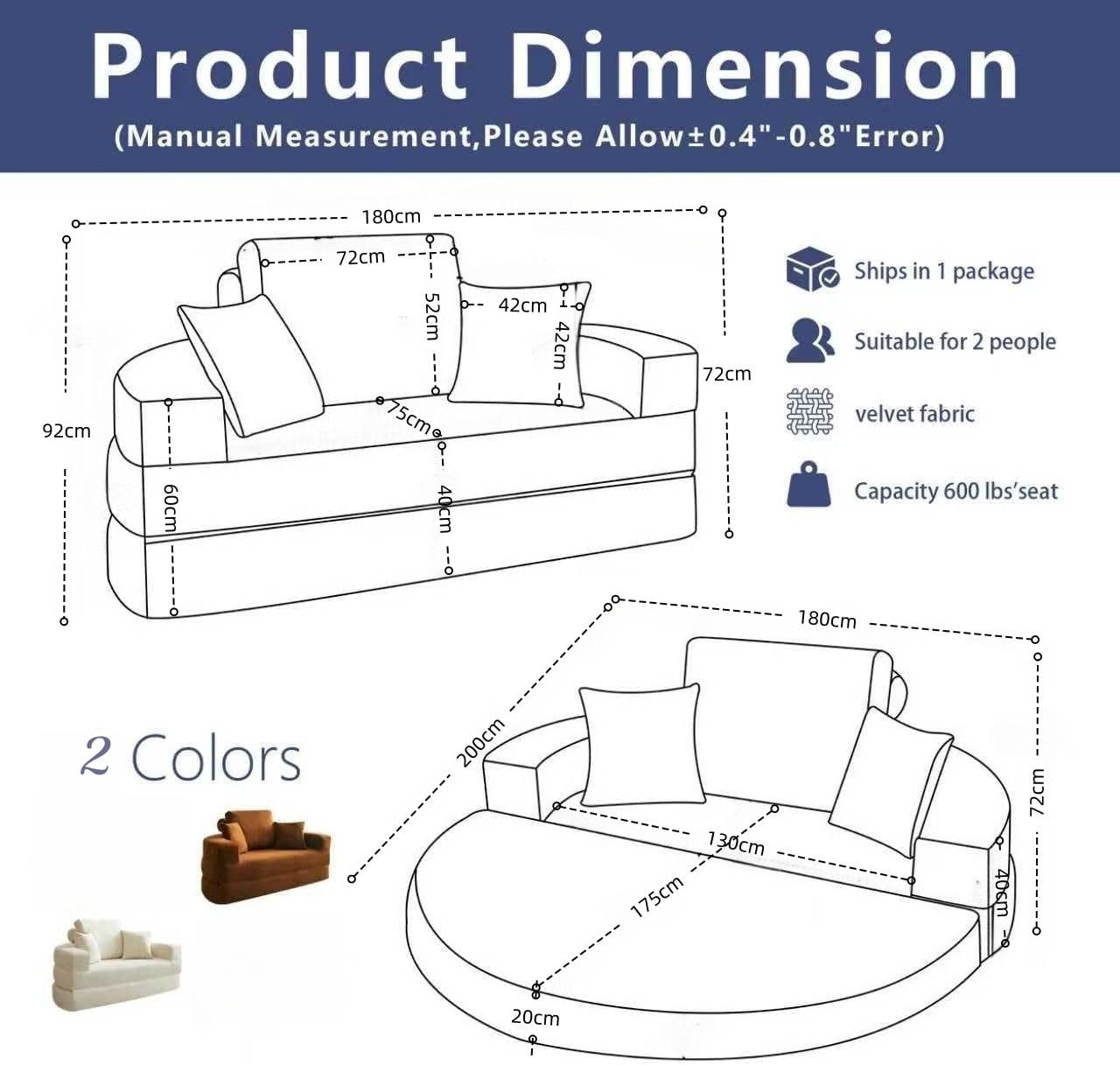 Velvet Sofa Bed Orange