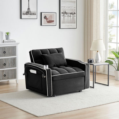 Sofa Bed With USB Ports Black single
