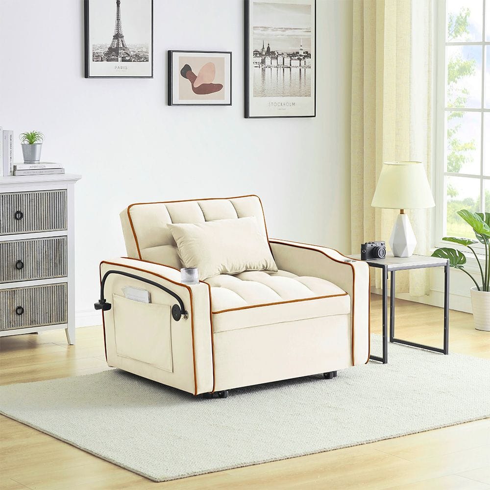 Sofa Bed Grey Velvet single