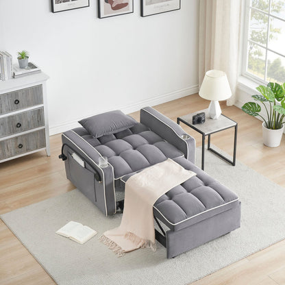 Sofa Bed Grey Velvet single