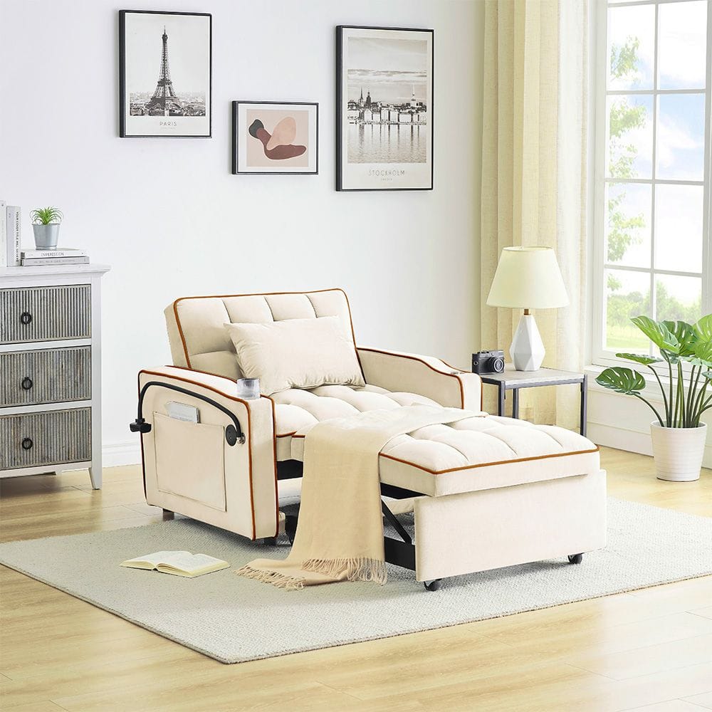 Single Sofa Bed Velvet