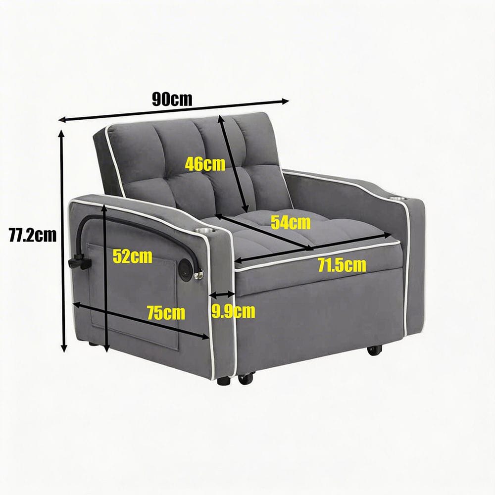 Single Sofa Bed Velvet
