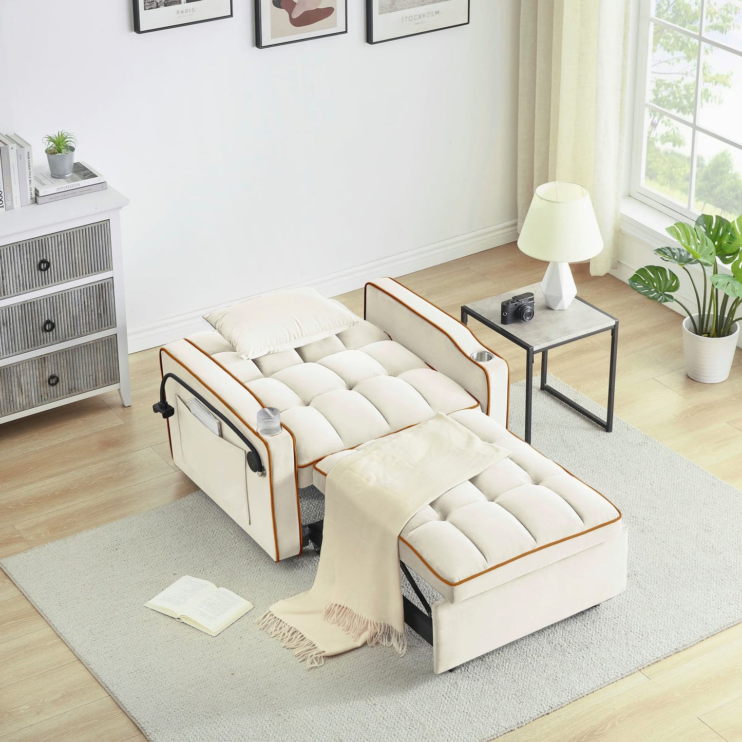 Single Sofa Bed Velvet