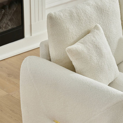 Corner Sofa White Teddy Fabric