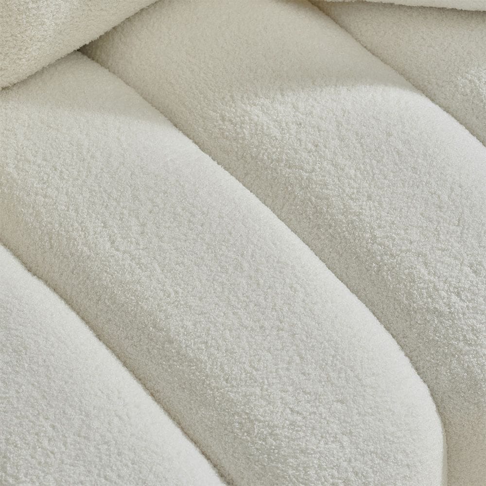 Corner Sofa White Teddy Fabric