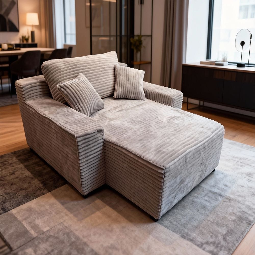 Modern Sofa Light Grey Fabric