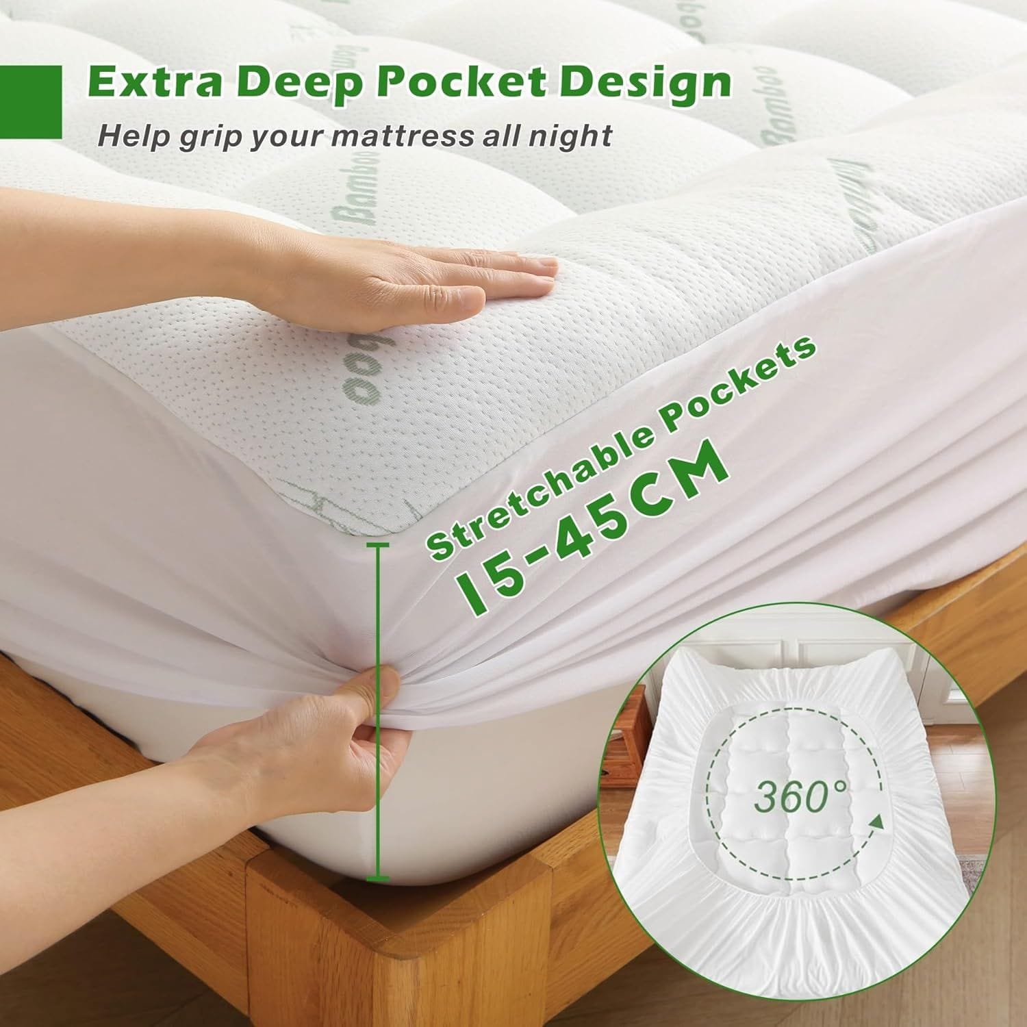 Green mattress 203x203cm, side view
